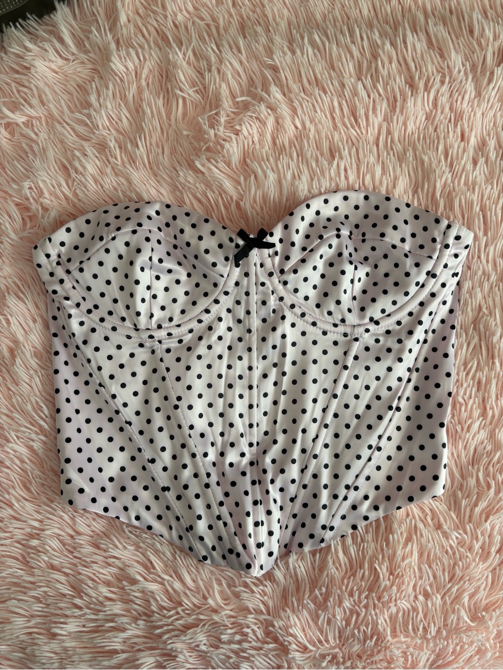 Edikted Pink Polka Dot Strapless Bustier Topš©· - Picture 3 of 4